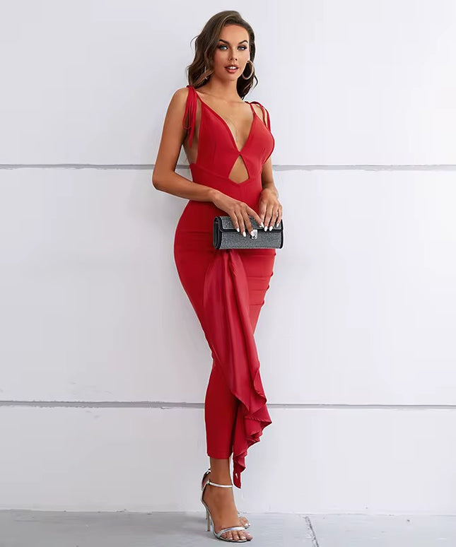 Vestido Bandage Vermelho Drapeado