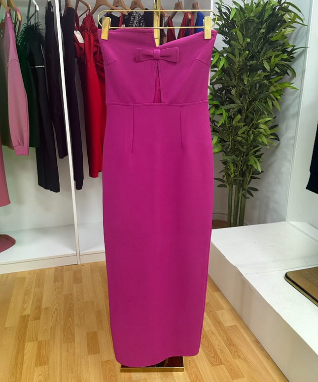 Vestido de Noite Roxo Sem Alças