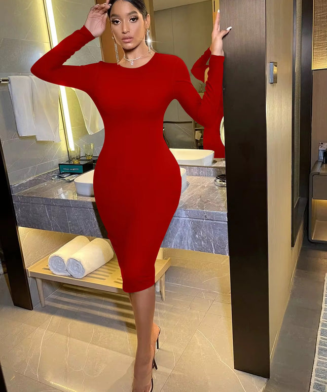 Vestido justo de mangas compridas
