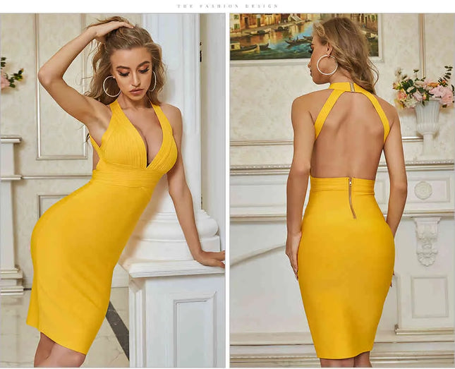 Vestido com decote em V