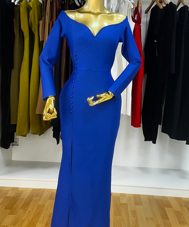 Vestido Longo Bandage Azul
