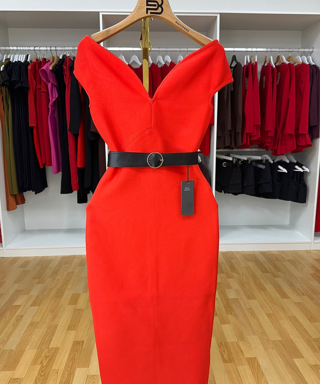 Vestido Midi com Decote em V