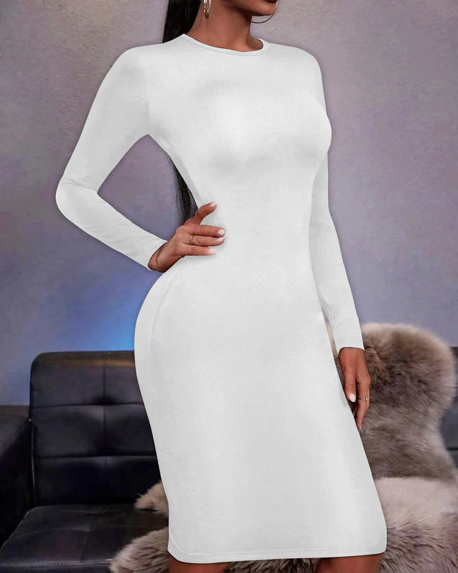 Long-sleeved fitted dress - Elegant casual and party bodycon dress