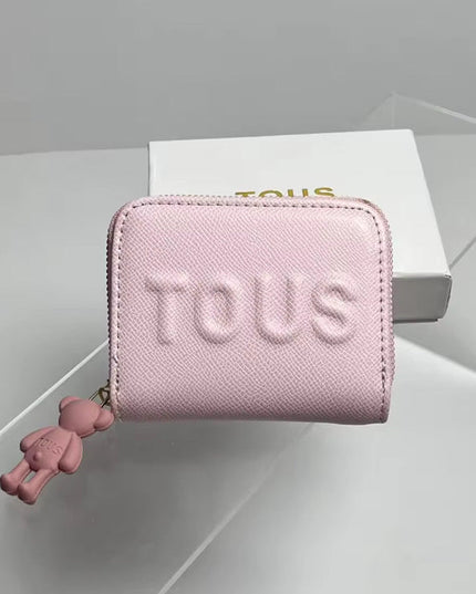 Carteira TOUS Rosa Mini Zip com Porta-Moedas