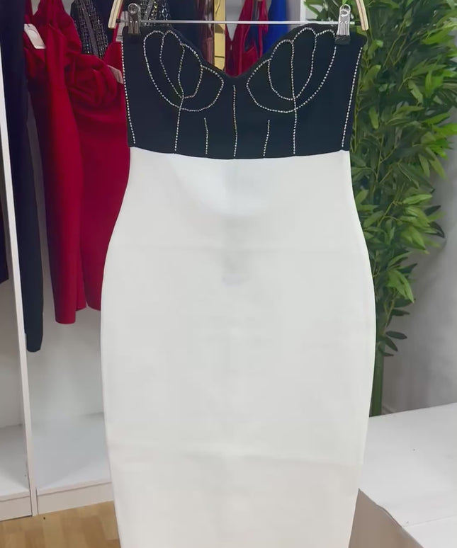 Vestido Bandage Bicolor Preto e Branco